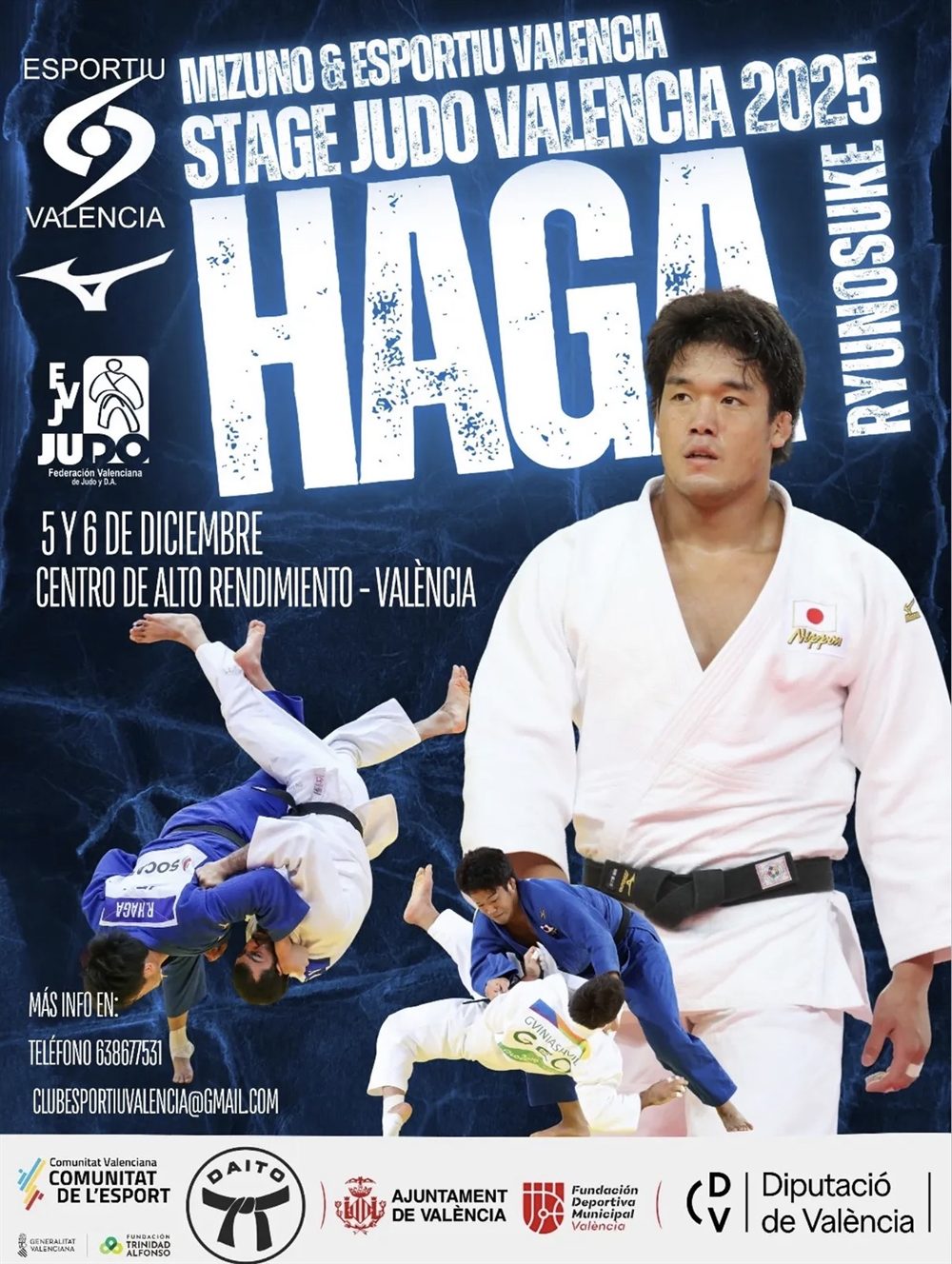 Cartel oficial de la primera edición: Stage Judo València 2025 con Ryunosuke Haga